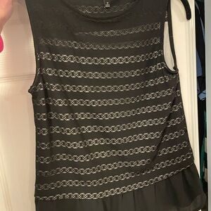The Limited Black Lace Striped Tank Top